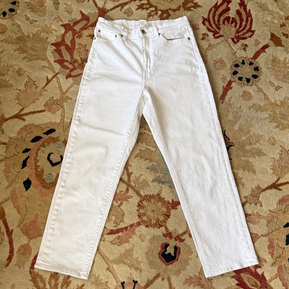 Uniqlo White High-Rise Straight Jeans